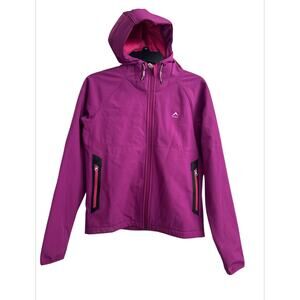 K-Way Kids Pink Drawstring Hoodie Winter Jacket Ocelot Softshell Size 13/14
